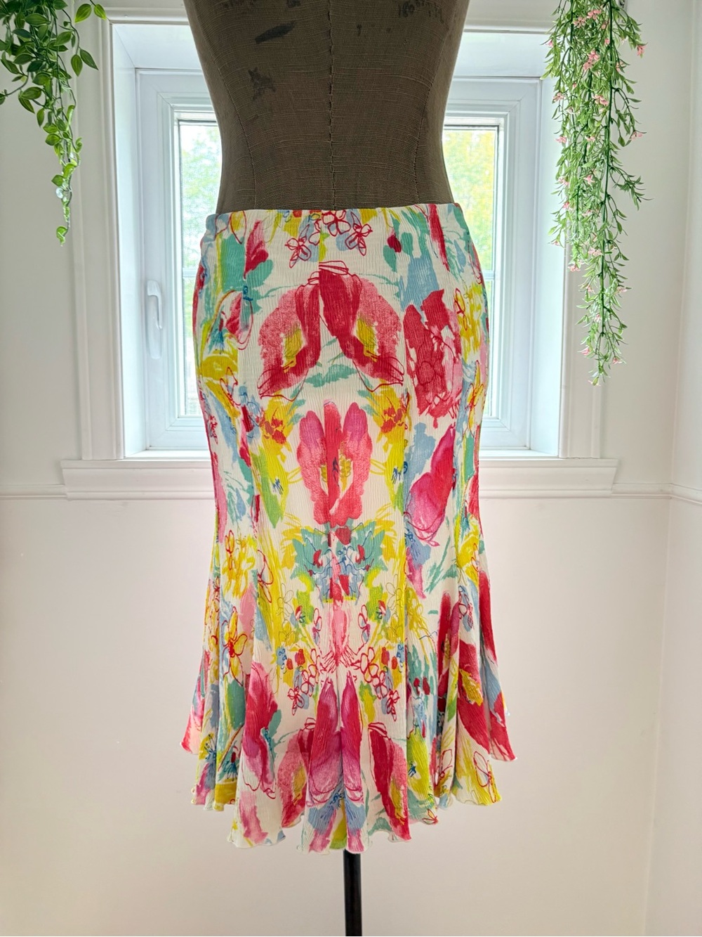 Joseph Ribkoff Floral Circle Skirt in Pink, Yellow & Blue - Picture 3 of 4